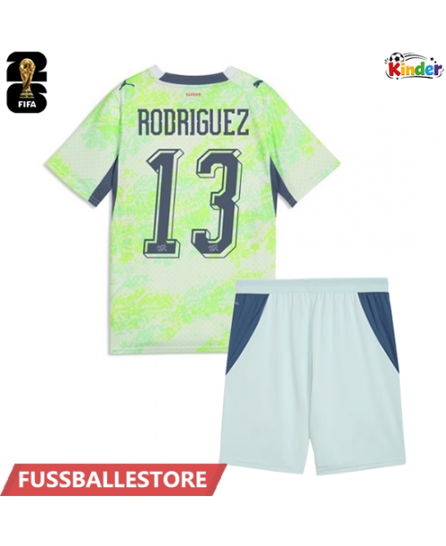 Günstige Schweiz Ricardo Rodriguez #13 Auswärts Trikotsatzt Kinder WM 2026 Kurzarm (+ Kurze Hosen)